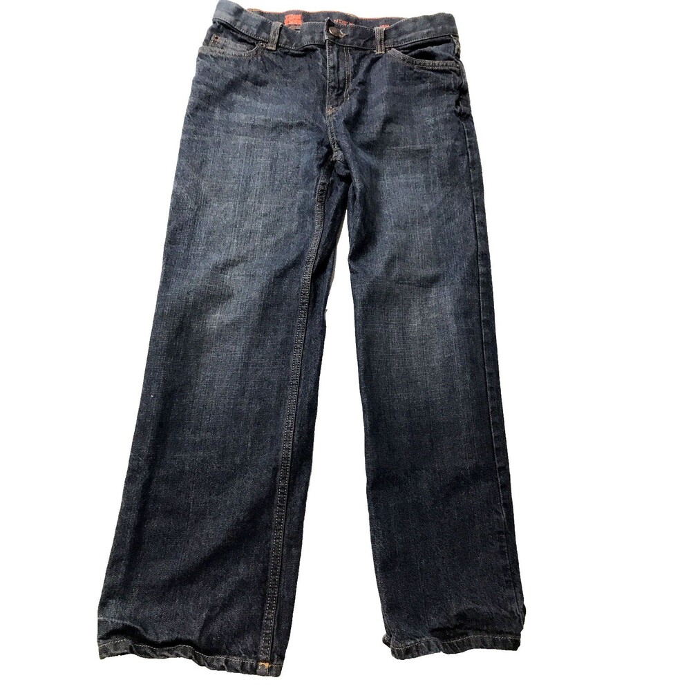 Lands' Ends Jeans Boys 12 Husky Denim Dark Wash ~ Relaxed ~ Iron Knee ~ EXC ~